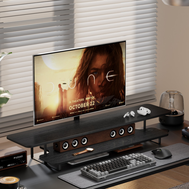 Desk Setup For Laptop And Monitor - Podstawka pod monitor z wykończeniem w