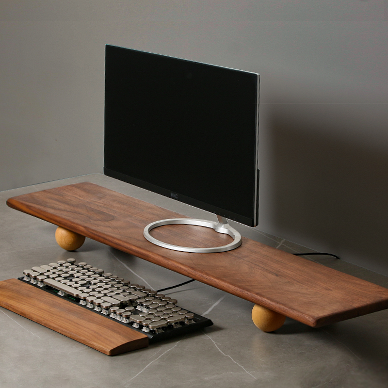 Desk Setup For Laptop And Monitor - Podstawka pod monitor z litego drewna,