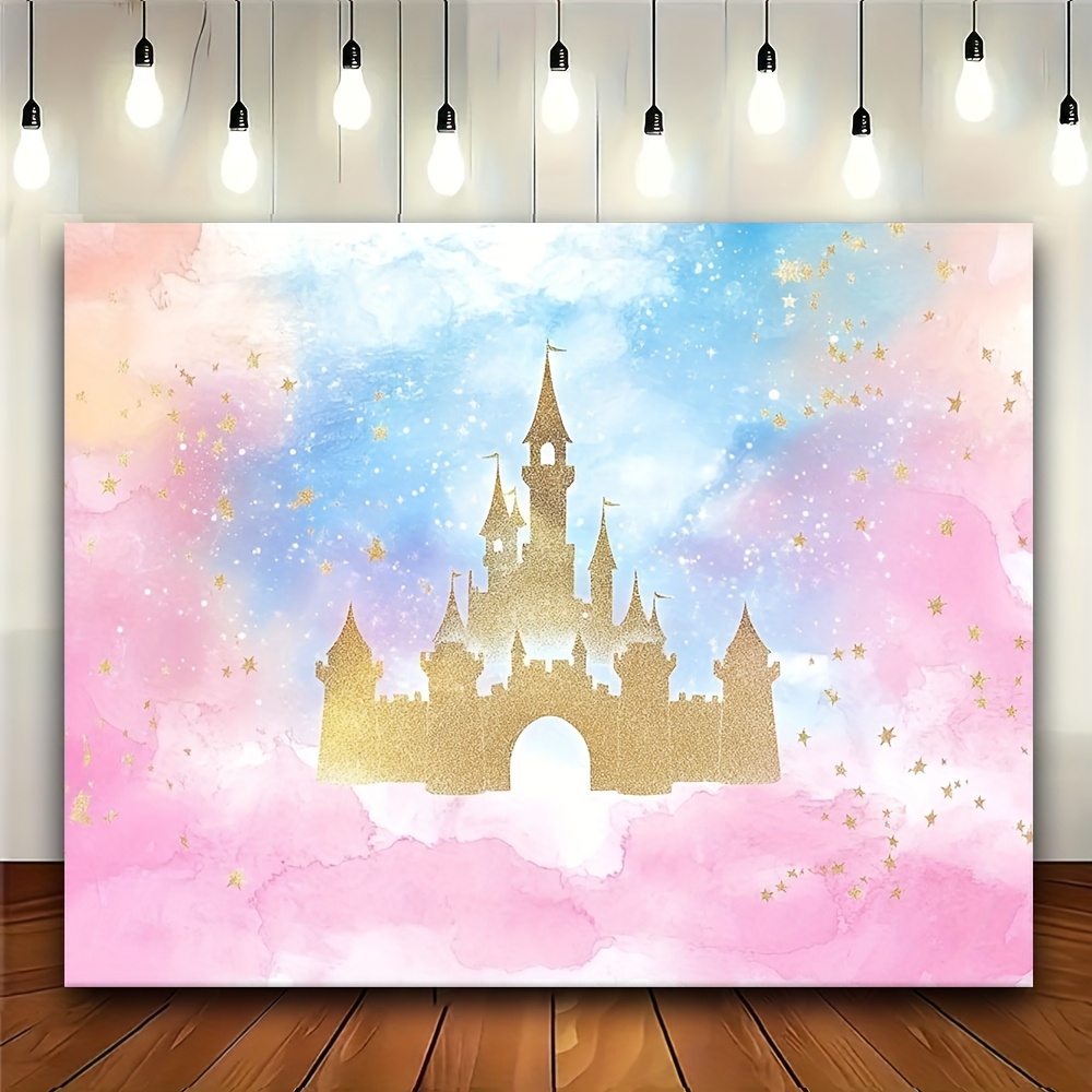 Desk Setup Background - 1 Princess Castle Akwarelowe pastelowe tło