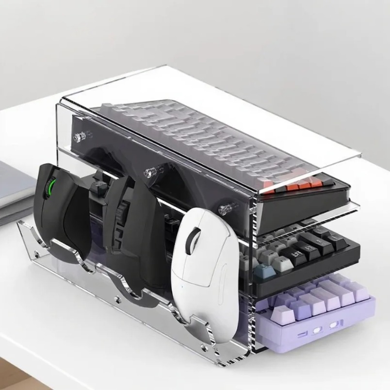 Desk Setup Design - Stojak na klawiaturę, 3-poziomowy akrylowy regał