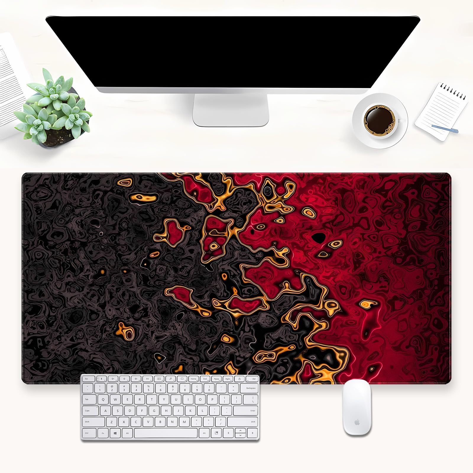 Rubber Mat Desk - Czerwono-czarna, bardzo duża podkładka pod mysz