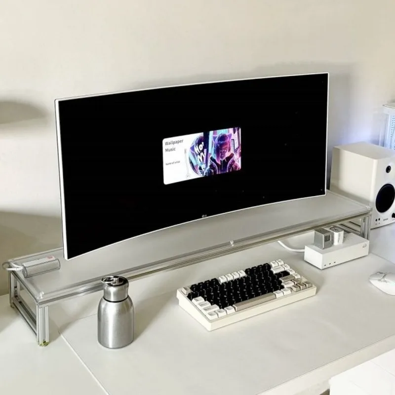 Desk Setup For Laptop And Monitor - Aluminiowy Stojak na Monitor Akrylowy Podwyższający