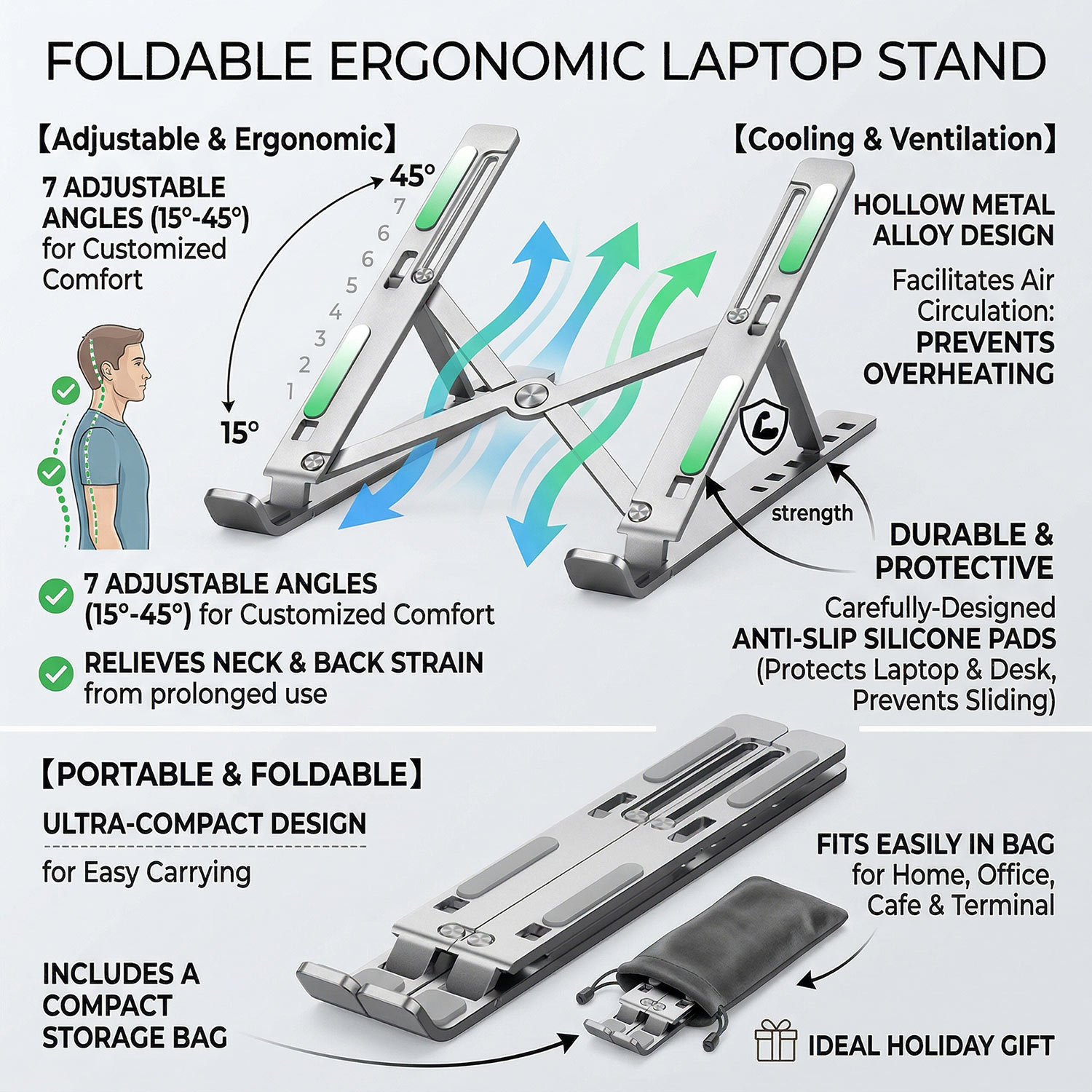 Metalowy przenośny składany st – Desk Setup Macbook recenzja i cena